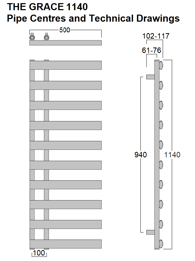 Reina Grace Towel Rail in Chrome - 1140 x 500mm